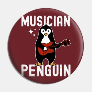 Funny Musician Penguin Holding Guitar Pin