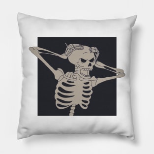 funny cartoon screaming skeleton Pillow