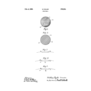 PATENT DRAWING / 1908 - Golf Ball - black T-Shirt