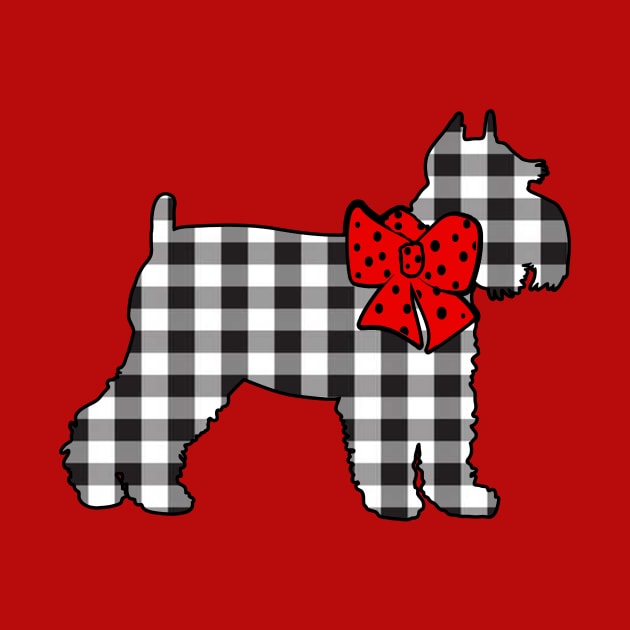 Plaid Mini Schnauzer With Red Bow by TexasTeez