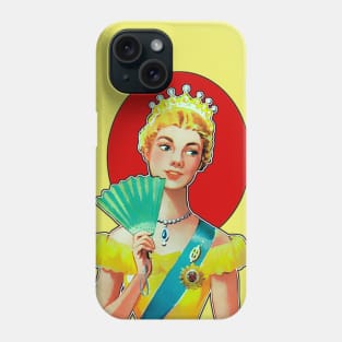 Princess with crown and green fan Phone Case