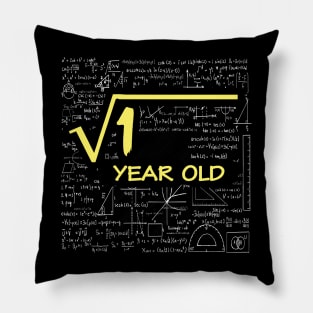 Square Root 1st Birthday 1 Year Old Math Lover Pillow