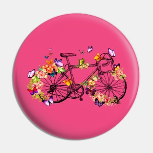 Butterfly flower racing bicycle T-Shirt Pin