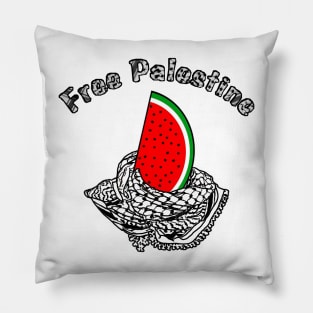 Free Palestine Watermelon Keffiyeh - Keffiyeh Text - Front Pillow