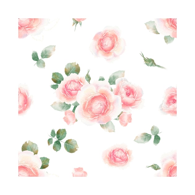 Pink Watercolor Roses by CraftyBeeDesigns