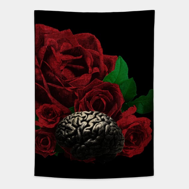 Human anatomy and roses: brain Tapestry by kourai