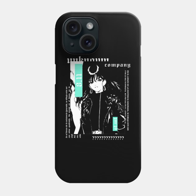 Beautiful girl with 90's jacket in black and white anime style | gothic | grunge | dark | alternative clothing Phone Case by UNKNOWN COMPANY