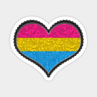 Elegant Pansexual Pride Decorative Heart in Pride Flag Colors Magnet