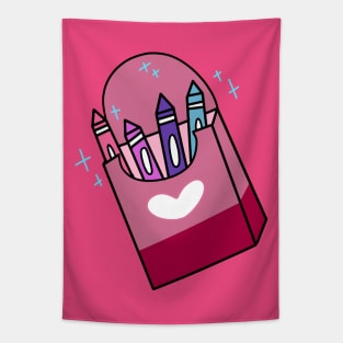 Pink Sparkly Crayon Box Tapestry