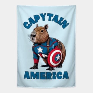 Capybara CAPYTAIN AMERICA Tapestry