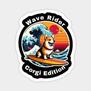 Wave Rider Corgi Edition- Corgi Surfing on the Great Waves off Kanagawa Magnet