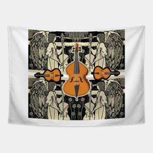 Angels Playing the Cello in Classical Celestial Songs Tapestry