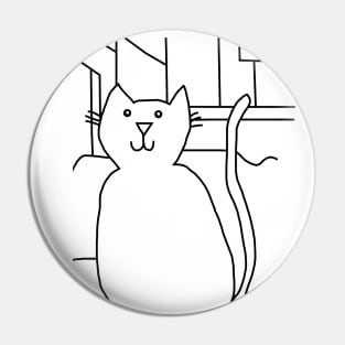 Cat In the City Line Drawing Pin