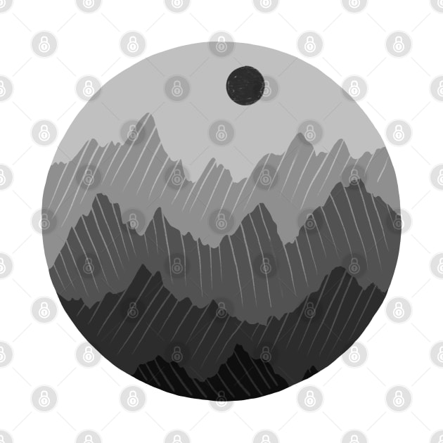 Monochromatic Grey Mountain Range in a Circle by narwhalwall