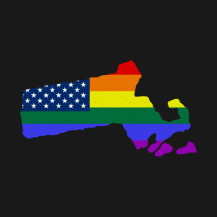 Massachusetts rainbow pride gay flag T-Shirt