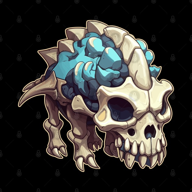 Scary Skull Chibi Triceratops Isometric Dinosaur by DanielLiamGill