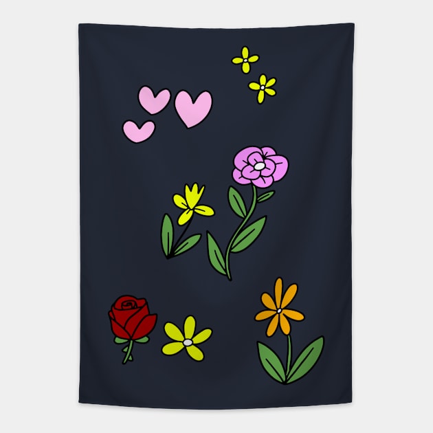 Hearts and Flowers Tapestry by saradaboru