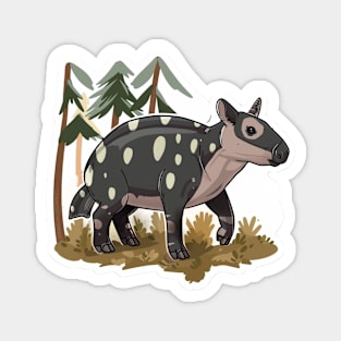 Cute Mountain Tapir Illustration - Adorable Animal Art Magnet