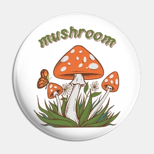 Orange Mushroom Pin