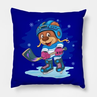 Teddy Bear Hockey Pillow