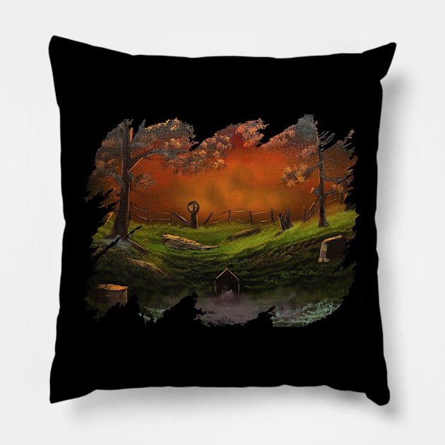 Autumn Graveyard Pillow by ShiftyPumpkin