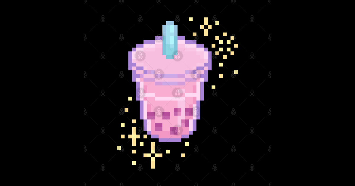 Pink Kawaii Pixel Art Boba Bubble Tea Design Bubble T vrogue.co