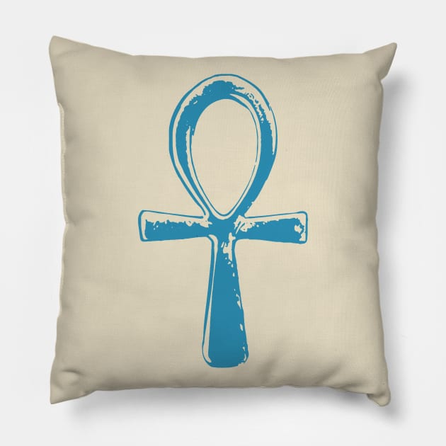 Ankh - blue Pillow by PharaohCloset