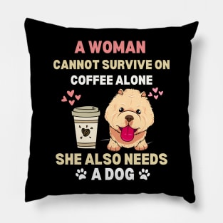 Woman and Dogs Pillow