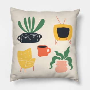 Midcentury Knick Knacks Print Pillow