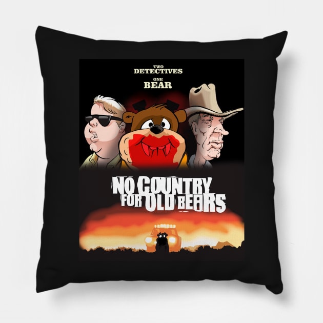 No Country for Old Bearrs comic poster Pillow by dave-ulmrolls