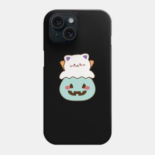 Baby cute ghost cat with pumpkin Phone Case