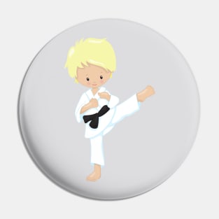 Karate Boy, Cute Boy, Black Belt, Blond Hair Pin