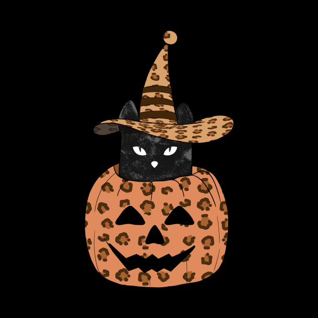 Leopard Pumpkin Black Cat by Rishirt