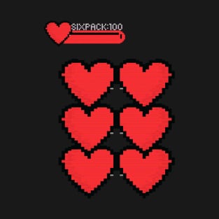 Retro Gaming Pixel Hearts Sixpack T-Shirt