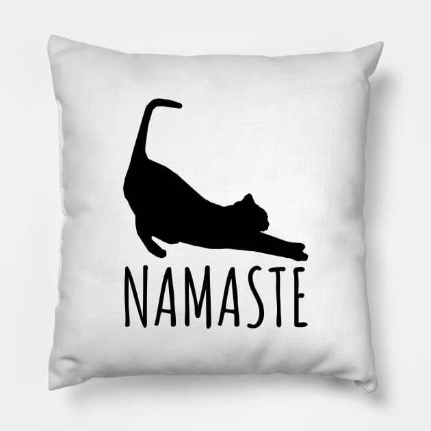 Namaste Stretching Cat Yoga Funny Yoga Tee Shirt Pillow by RedYolk