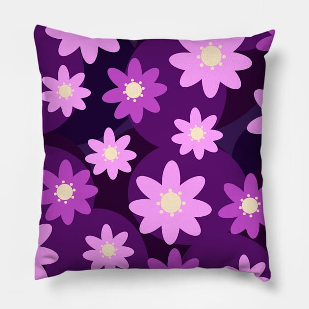 Abstract pink and violet flowers 3 D design Pillow by Digital Mag Store