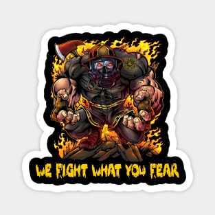 Firefighter Tough Cartoon Beast Fight Fear Magnet