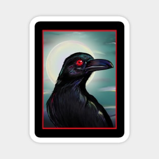 Moon Crow (red) Magnet