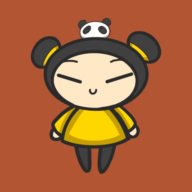 Yellow Pucca with a Panda by aishiiart