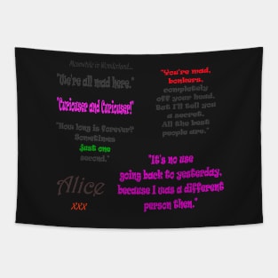 Alice in Wonderland Quote Stickers Tapestry