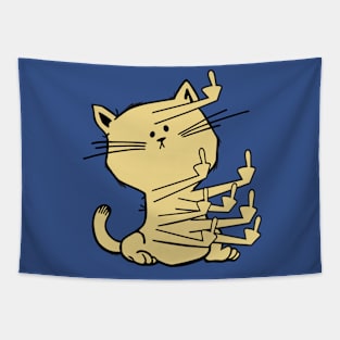 Middle Finger Cat Maniac Tapestry