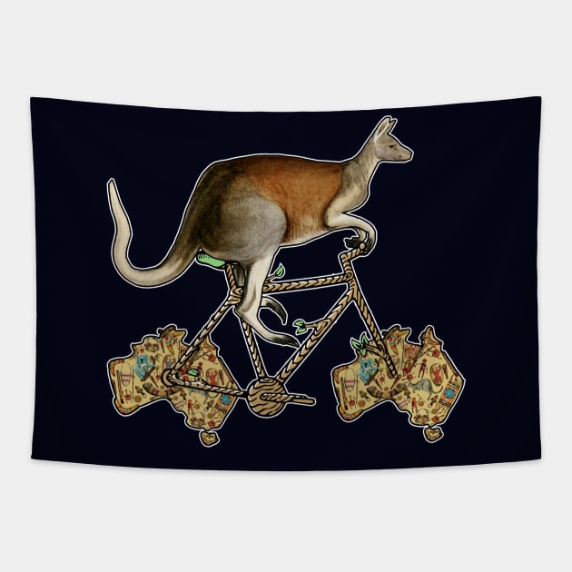 Australian Kangaroo Biker Tapestry by BicycleStuff