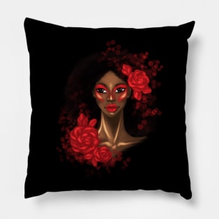 Black Girl Afro Roses Unapologetically Black Pillow