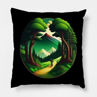 forest nautre mountain bike Pillow