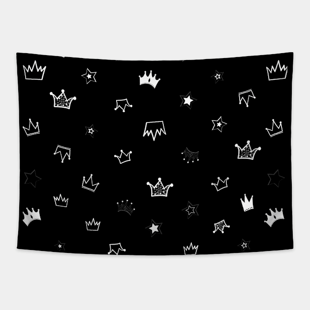 Crown and stars pattern Tapestry by GULSENGUNEL