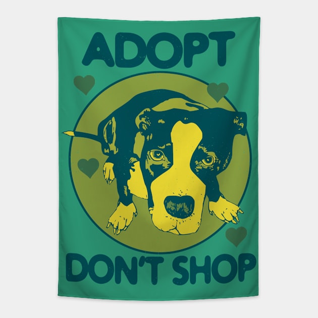 Adopt Don't Shop - Dog Lover (green print) Tapestry by blueversion