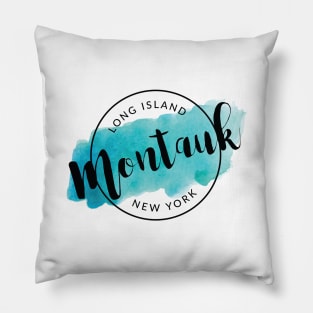 Montauk, Long Island, Watercolor Badge Pillow