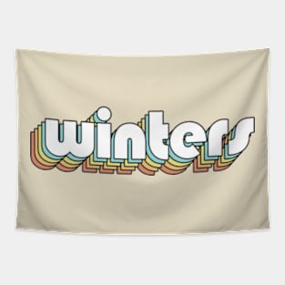 Winters - Retro Rainbow Typography Faded Style Tapestry