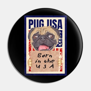 Pug Born in the USA Pin