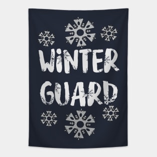 Winter Guard Snowflake White Text Tapestry